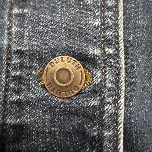 Duluth‎ Trading Denim Trench Jacket Size XL Jean Coat Utility Pockets Blue #923 - Picture 2 of 11